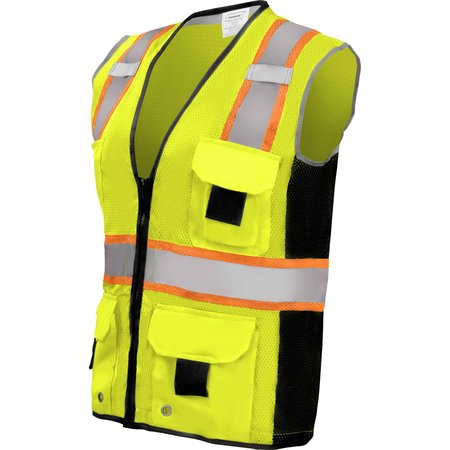 Ironwear Safety Vest Class 2  w/ Zipper, Radio Tabs & Pocket Grommets (Lime/Large) 1245-LZ-RD-3-LG